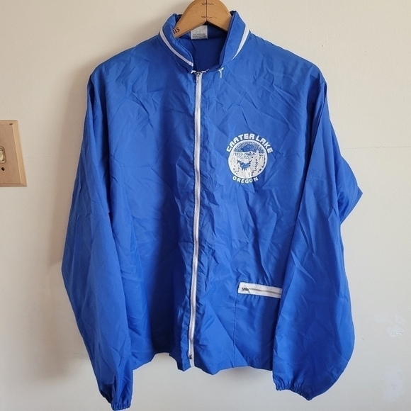 Vintage Crater Lake Windbreak Full Zip Jacket Lightweight Blue M Medium - Picture 1 of 11